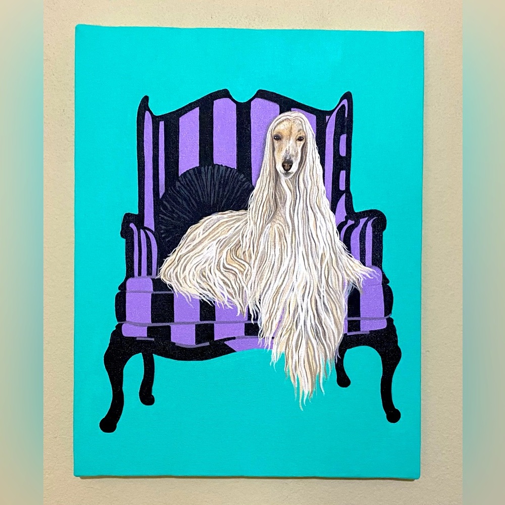 Handpainted Acrylic Afghan Hound Painting